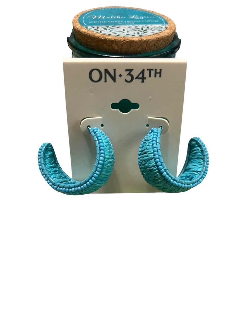 On 34th Turquoise Braided Hoop Earrings - Women's Jewelry